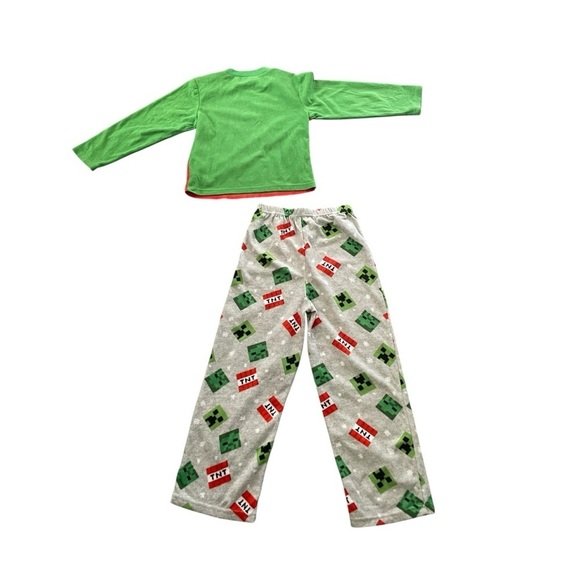 MINECRAFT Boys Green and Red Pajama Set for Cozy Nights Size 8 - Picture 4 of 6